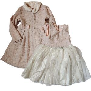 Nannette Girls 4T Pink Dress and Coat Set Holiday Outfit